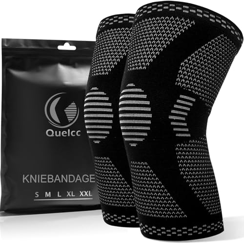 Quelcc Ginocchiera Compressione L Nero 2 Pezzi Sport