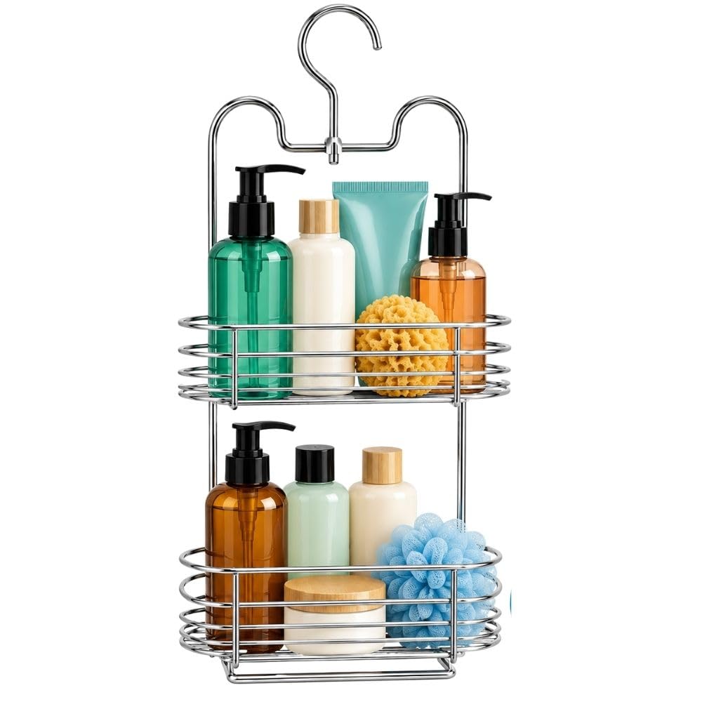 Cecaro Group Portaoggetti Doccia Acciaio 35x17 cm 2 Ripiani