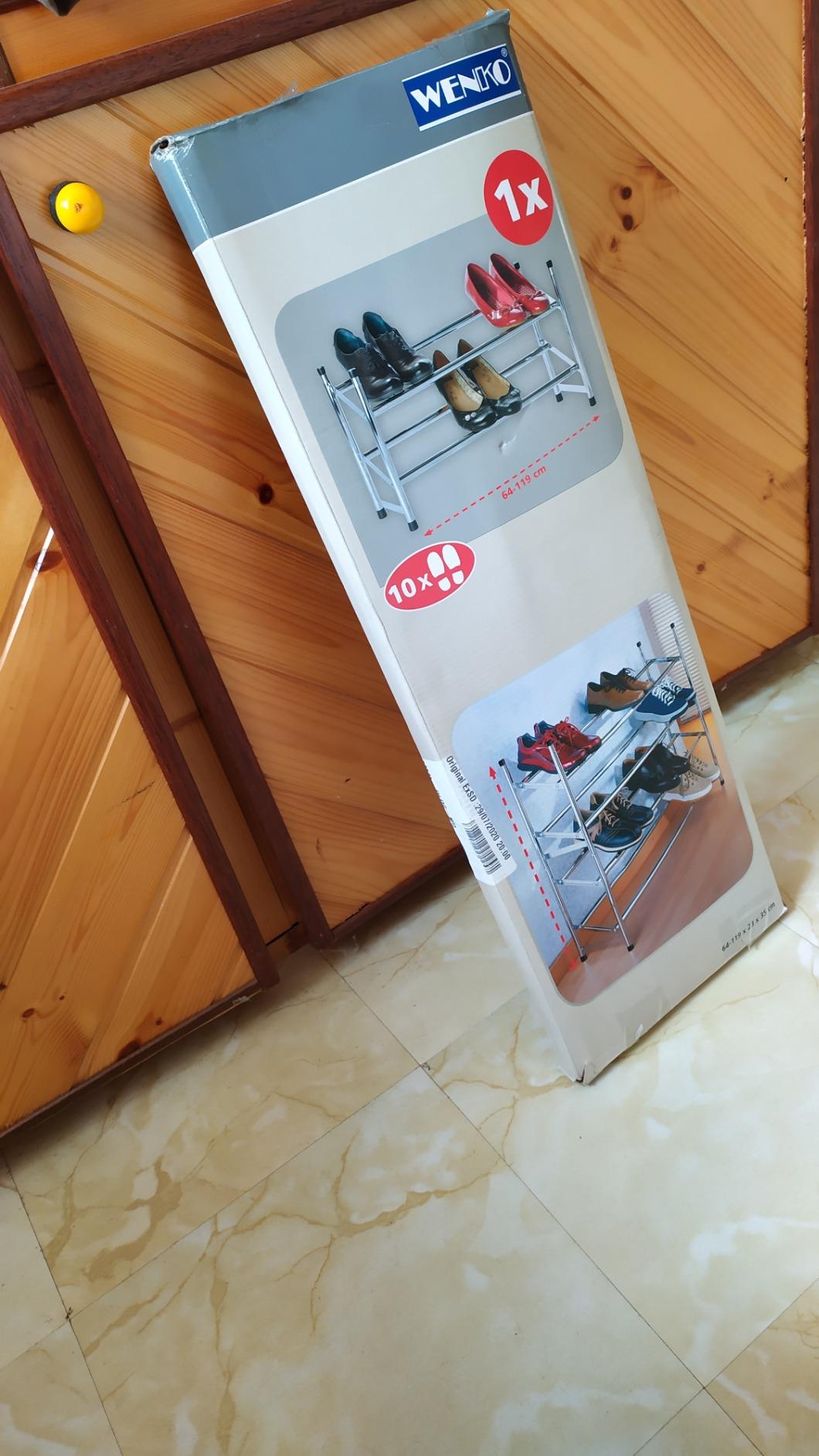 Wenko Scarpiera Allungabile 2 Piani Cromata 62-115 cm 10 Paia