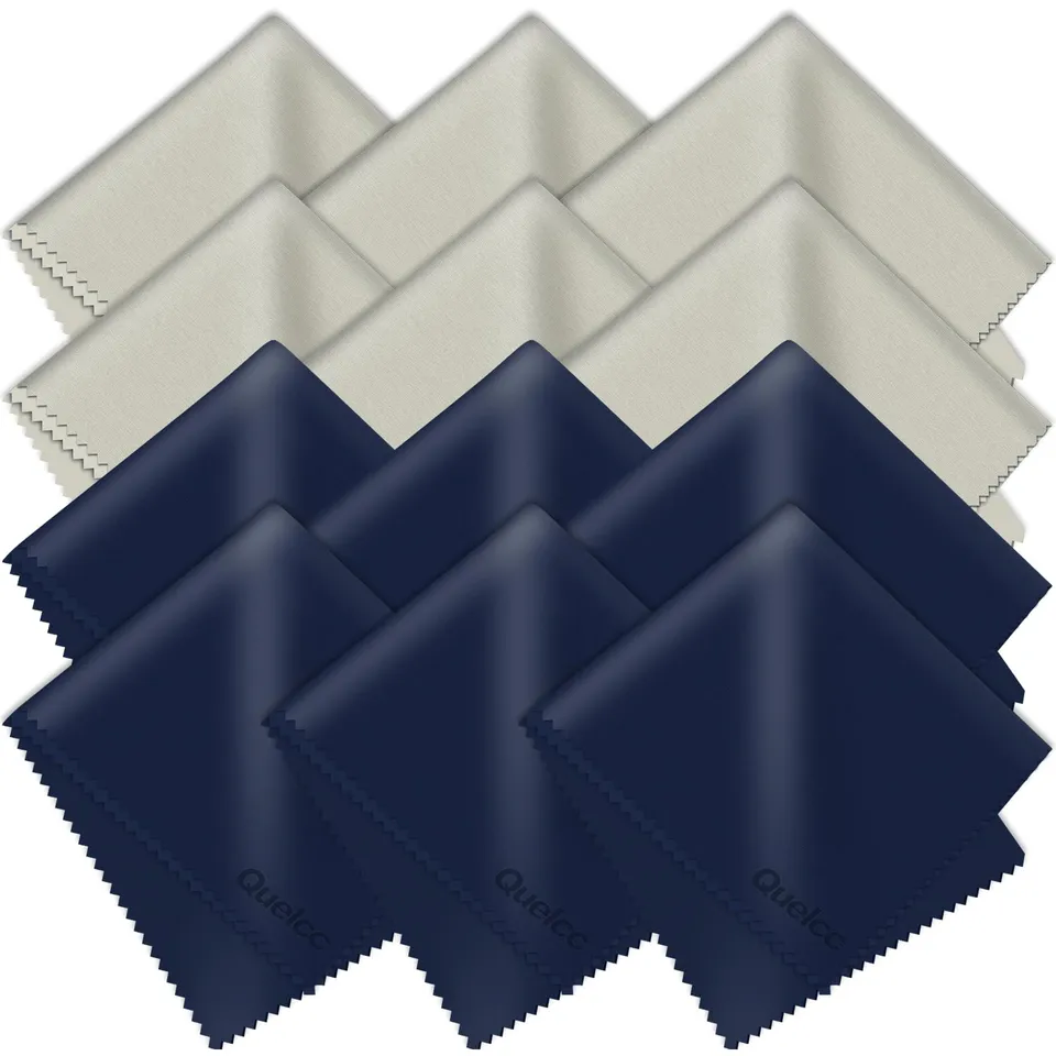 Quelcc Panni Microfibra Occhiali 12 Pezzi Blu Grigio 15x18