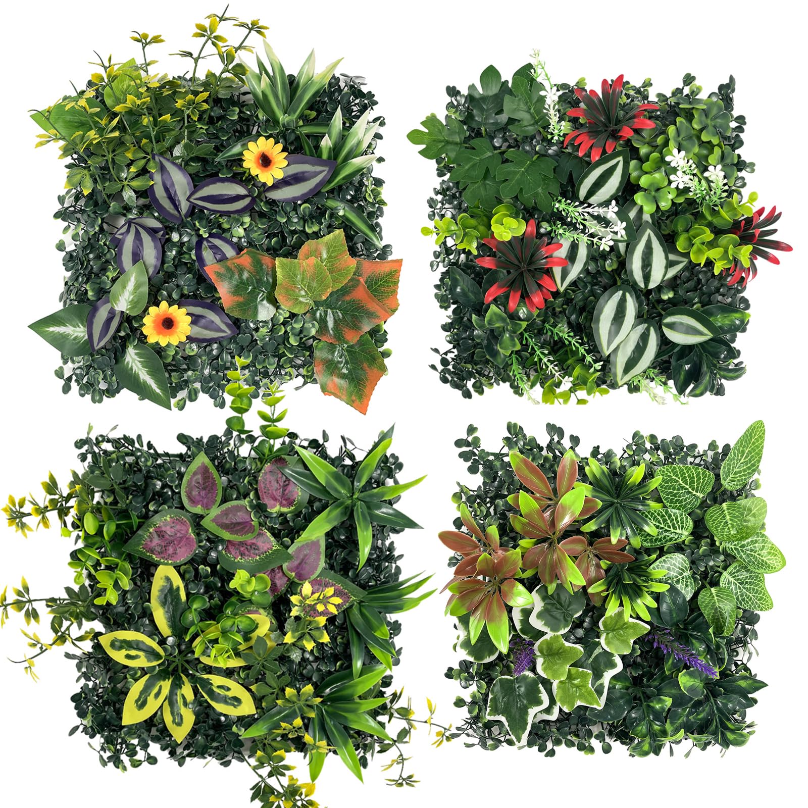 Lxoraziy Pannelli Muro Vegetale 25x25 cm 4 Pezzi