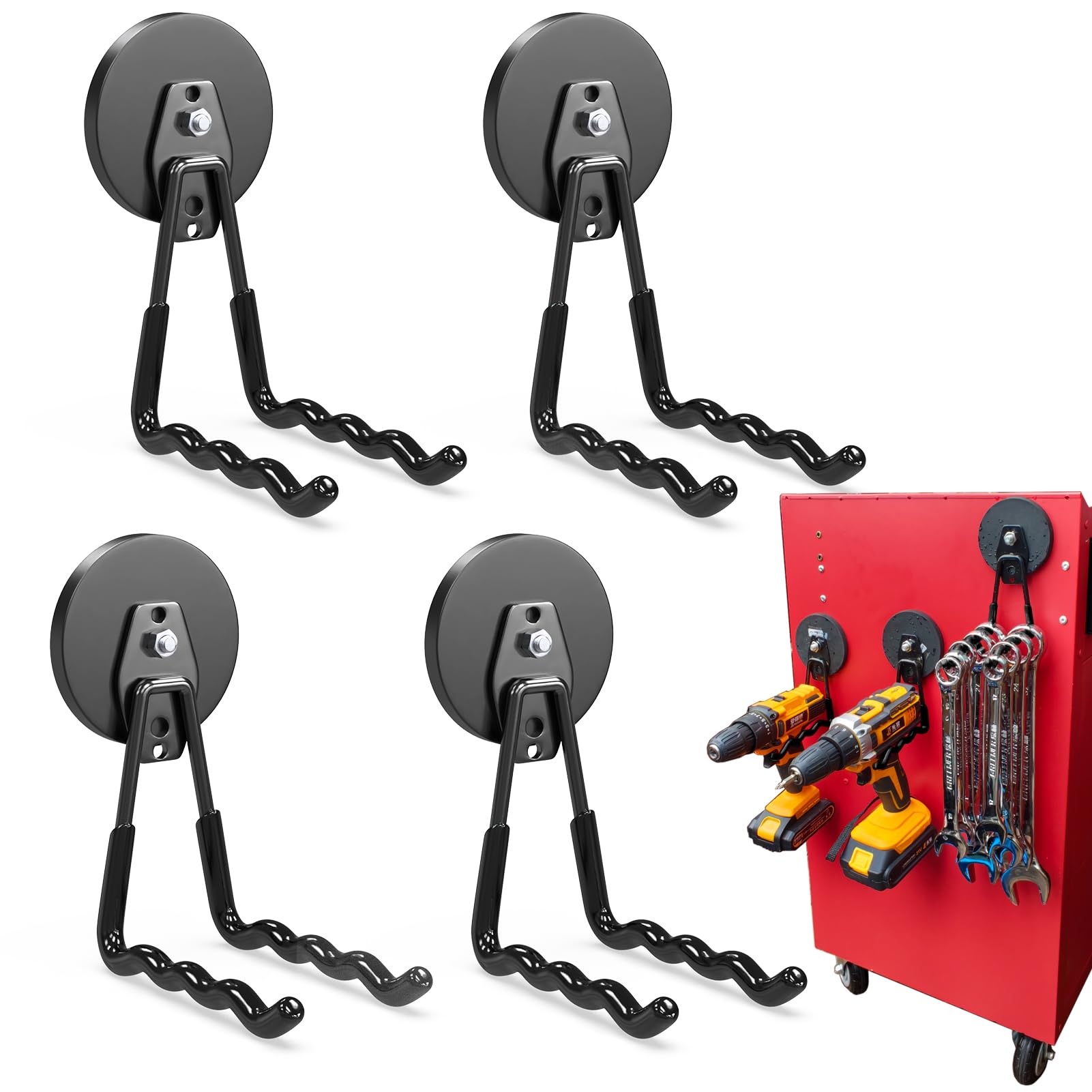 3-H Supporto Magnetico Scopa e Mocio Nero 4 Pezzi Metallo