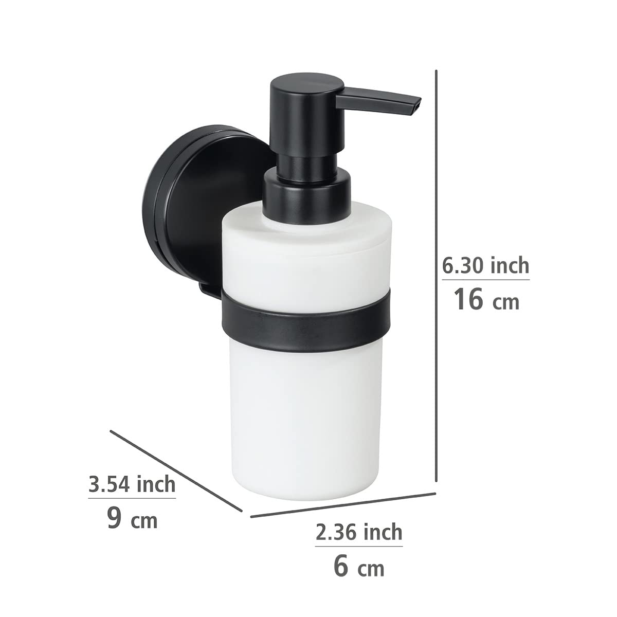 Wenko Pavia Static-Loc Plus dispenser sapone nero 220 ml
