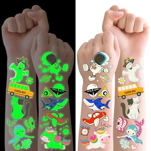 Quelcc Tatuaggi Temporanei Bambini Luminosi 30 Fogli 380 Pezzi