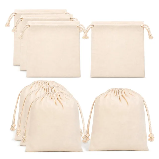 Quelcc Stoffa Sacchetti Cotone 25x30 cm Set 8 Pezzi Naturali