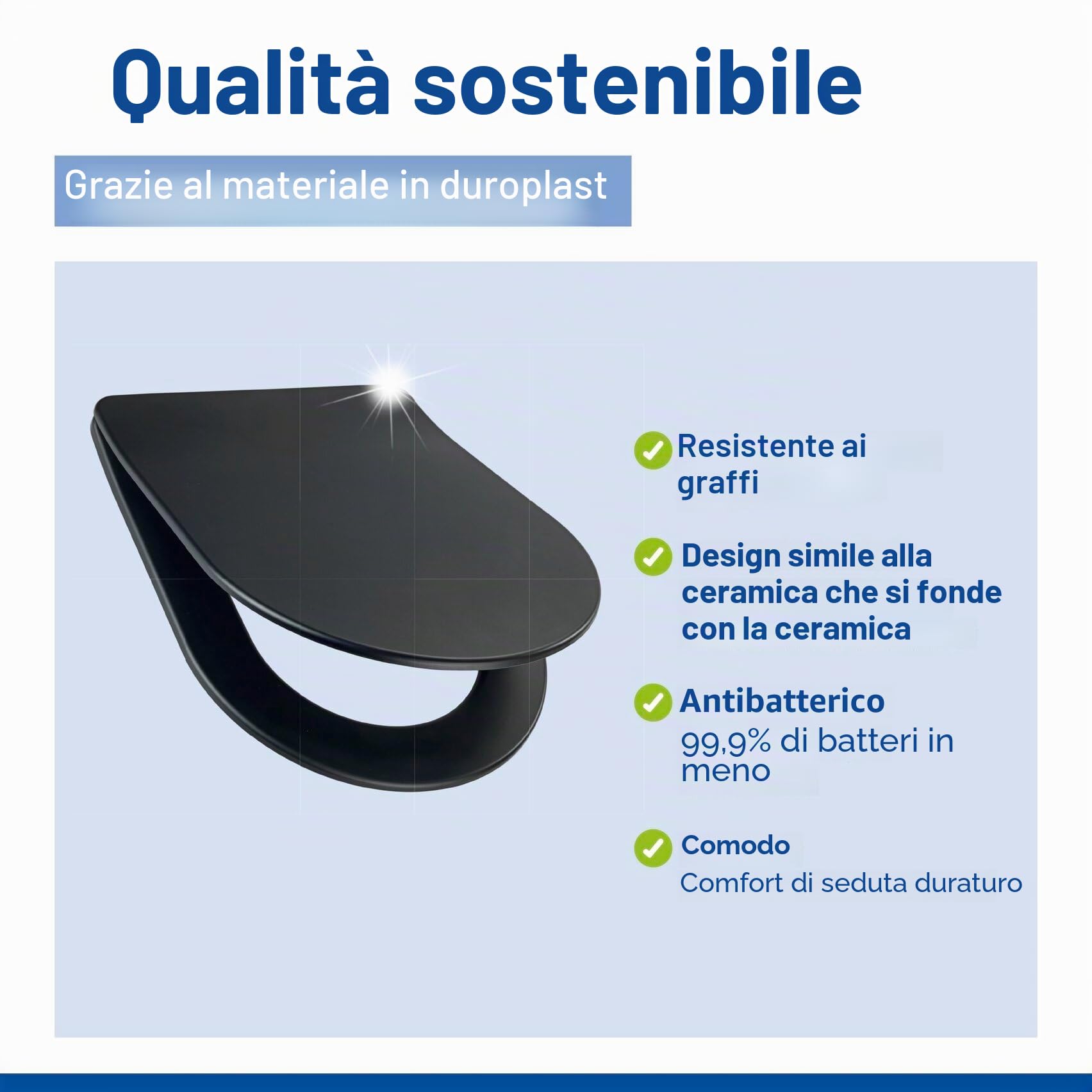 Wenko Galati sedile WC nero opaco chiusura ammortizzata