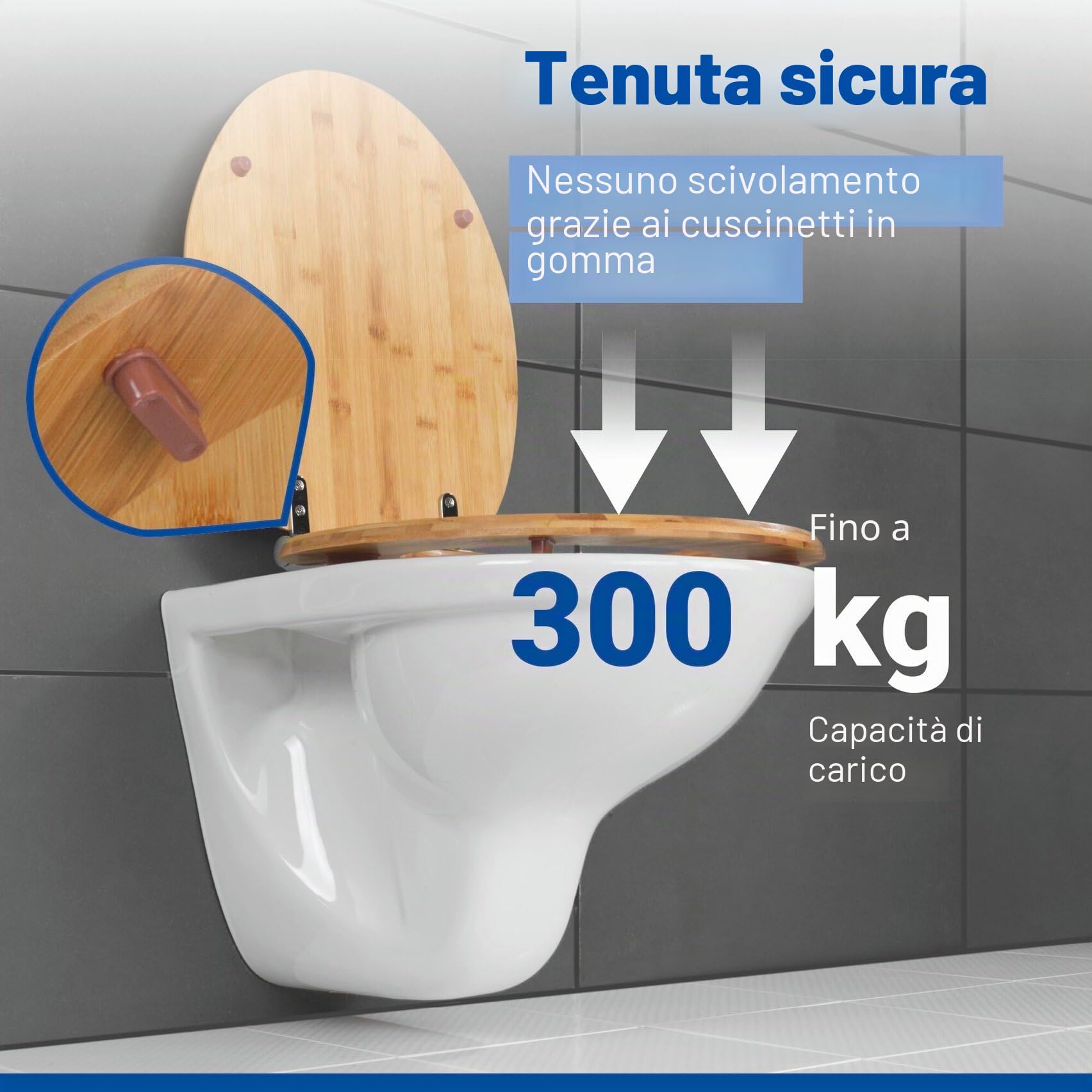 Wenko Bambusa sedile wc bambù easy-close 34,5 cm