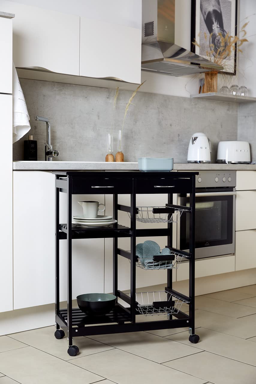 Wenko Bon Appetit Carrello Cucina nero 67x86,5x35 cm