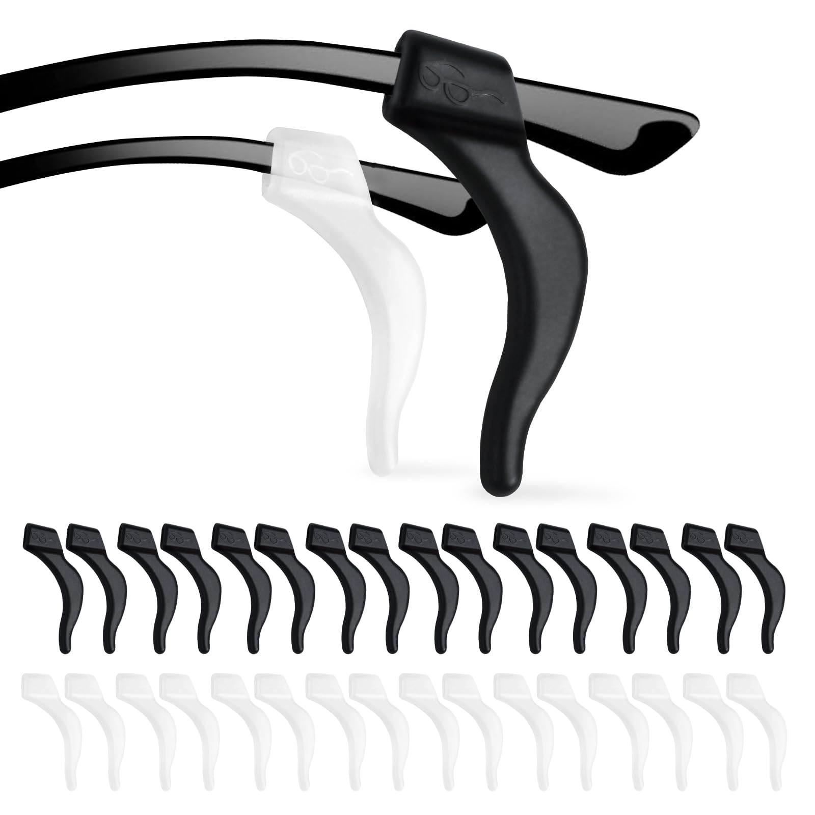 Quelcc ferma occhiali silicone 16 paia nero bianco antiscivolo