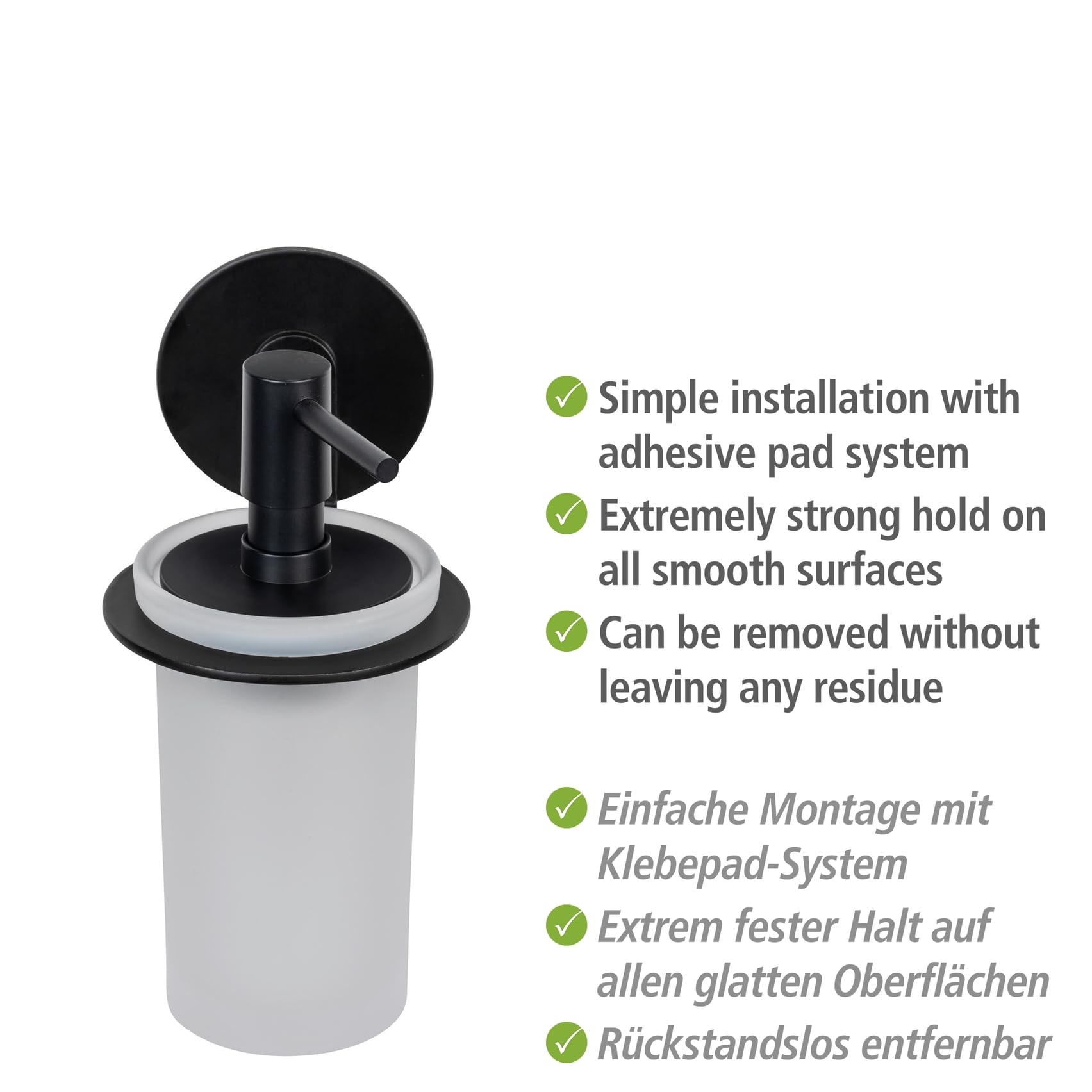 Wenko Bivio Black dispenser sapone da parete nero 150 ml
