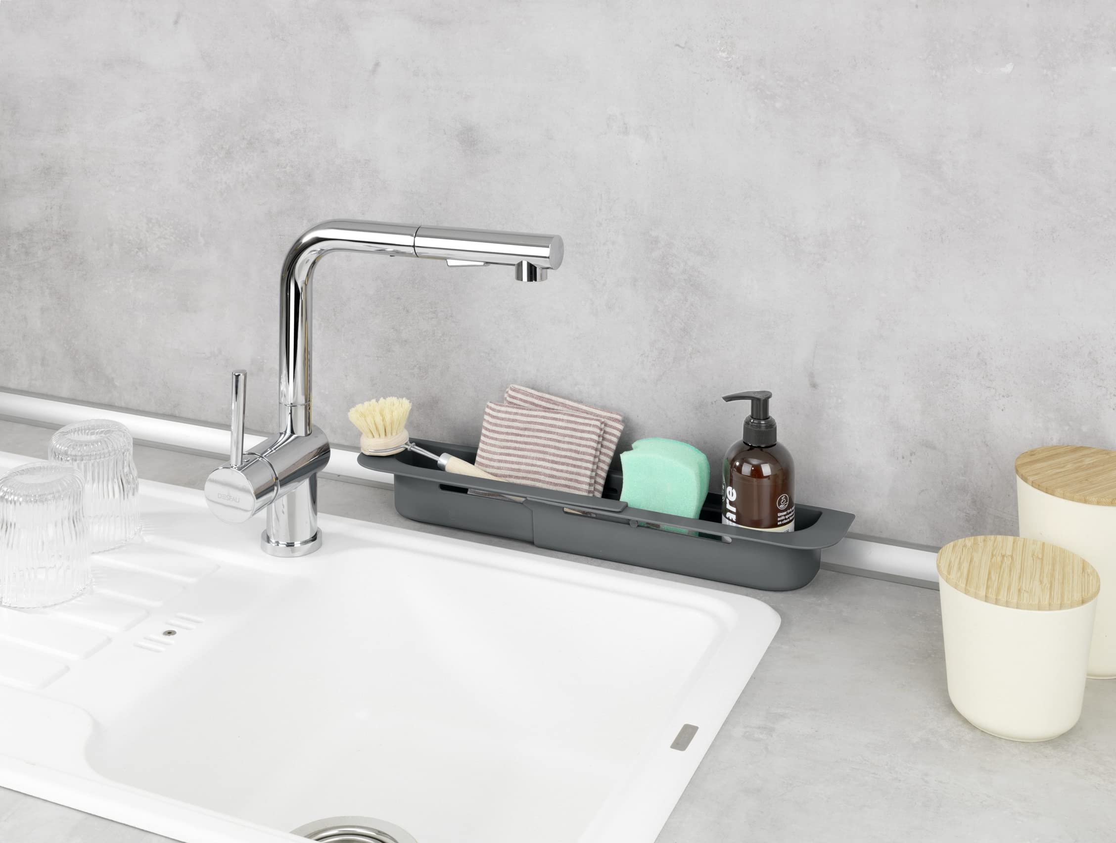 Wenko Fino organizer lavello grigio estensibile 49,5 cm