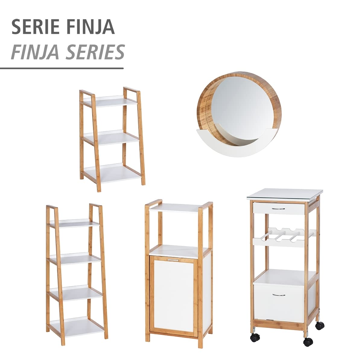 Wenko Finja scaffale 3 ripiani bambù 43x76x36 cm
