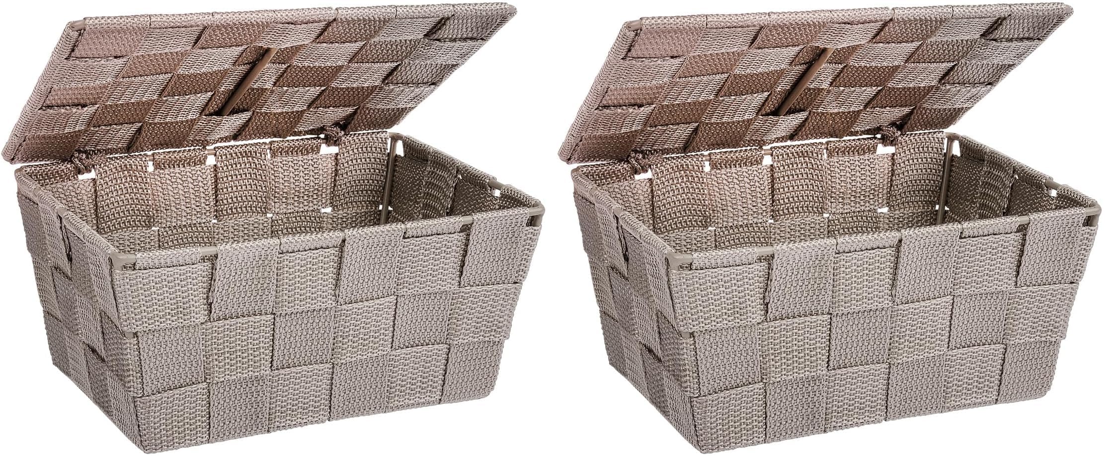 Wenko Adria Cestino Bagno con Coperchio Beige 19x10x14 cm