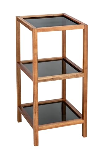 Wenko Fondi scaffale 3 ripiani acacia vetro nero 36x79