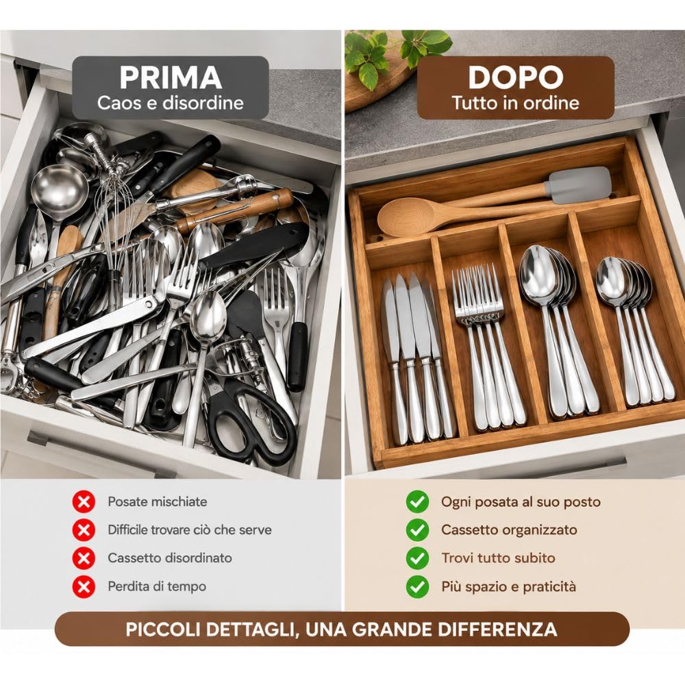 Cecaro Group 25x26x5 cm portaposate legno 5 scomparti