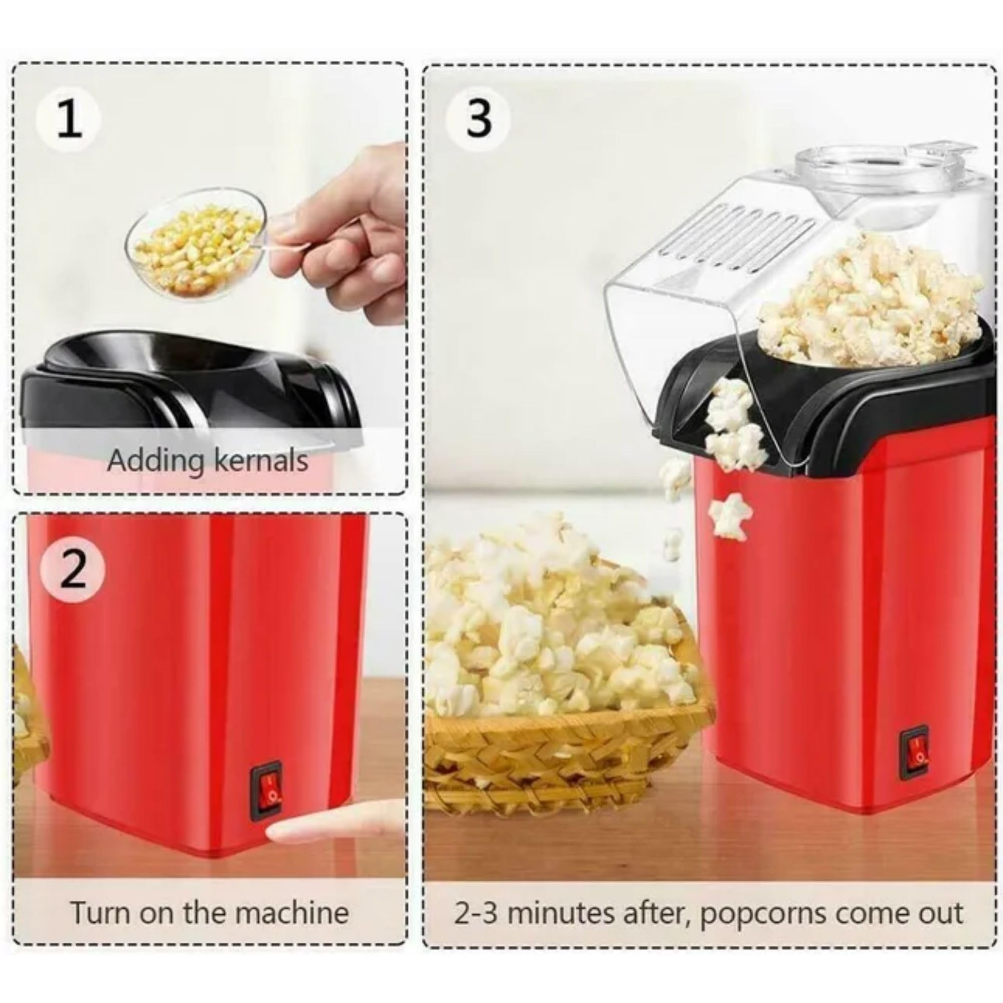 Cecaro Group Macchina Popcorn Aria Calda 1200W Senza Olio
