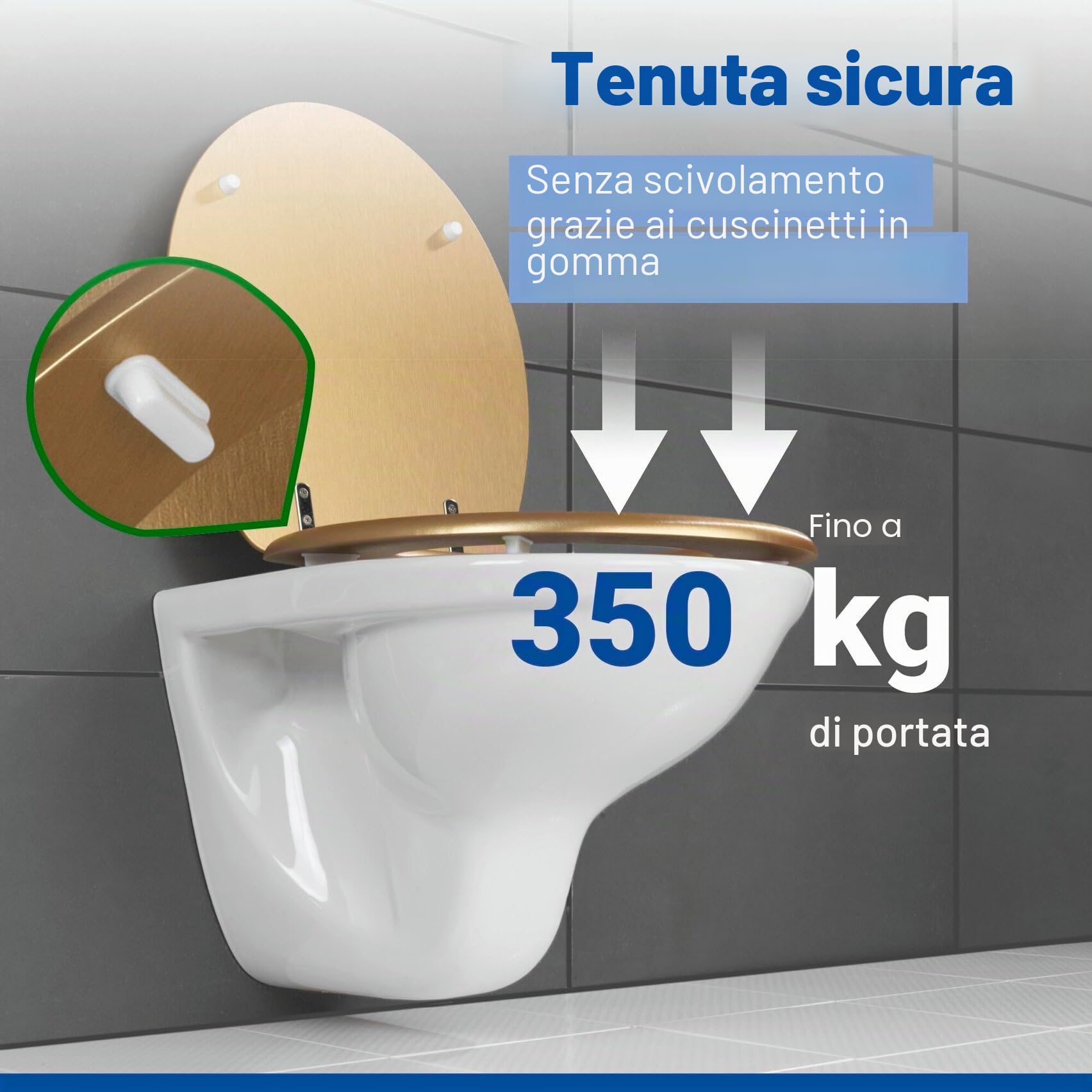 Wenko Aldeno copriwater MDF oro opaco 37x41 cm
