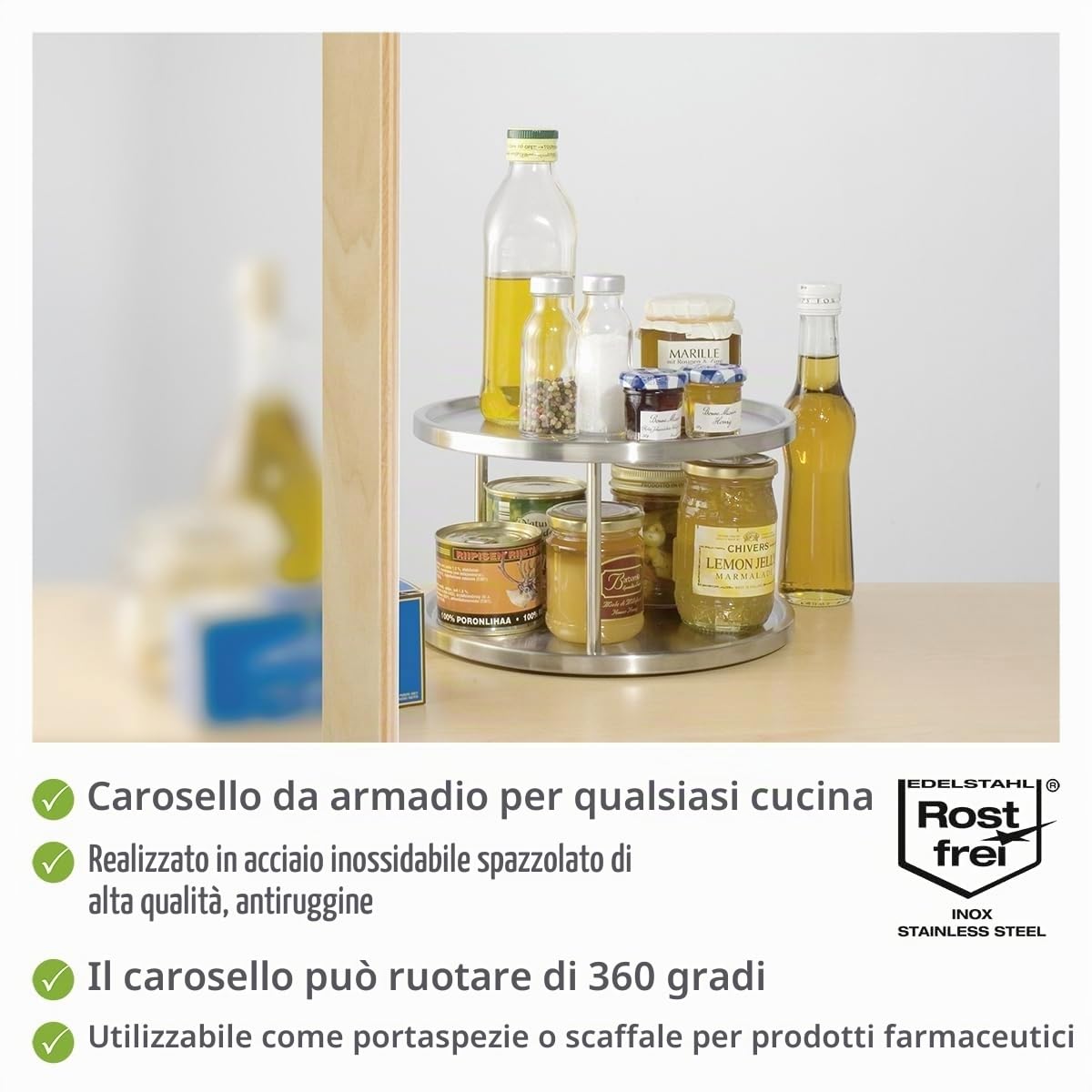 Wenko Duo Piatto Girevole Acciaio 2 Piani
