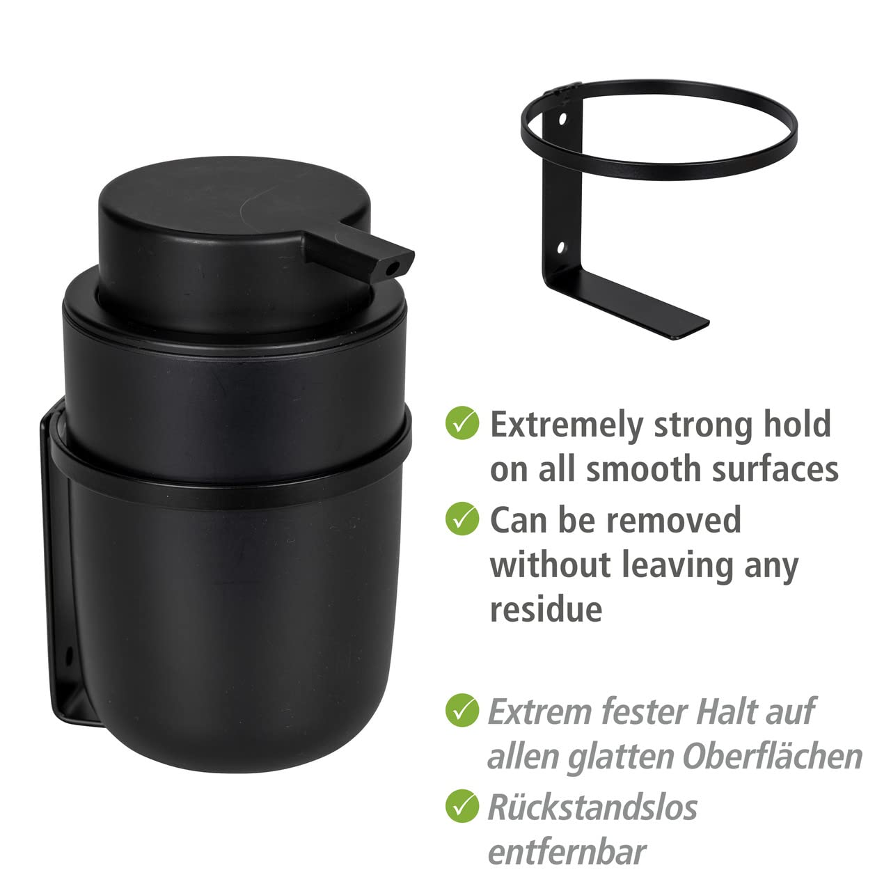 Wenko Turbo-Loc Carpino Dispenser Sapone Nero 250 ml