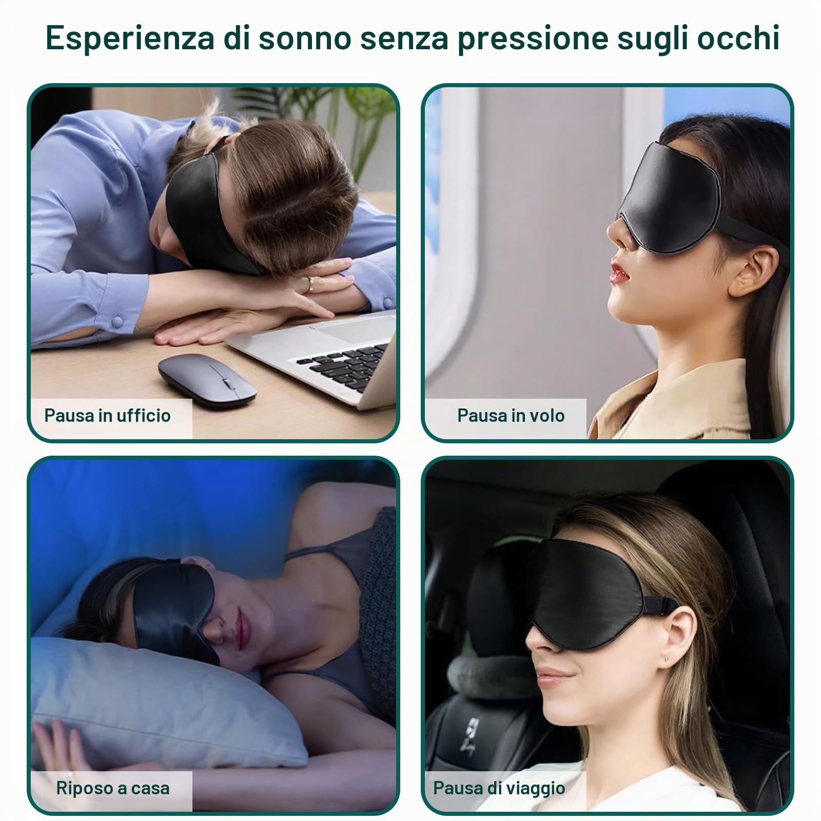 Quelcc mascherina notte seta nero 2 pezzi