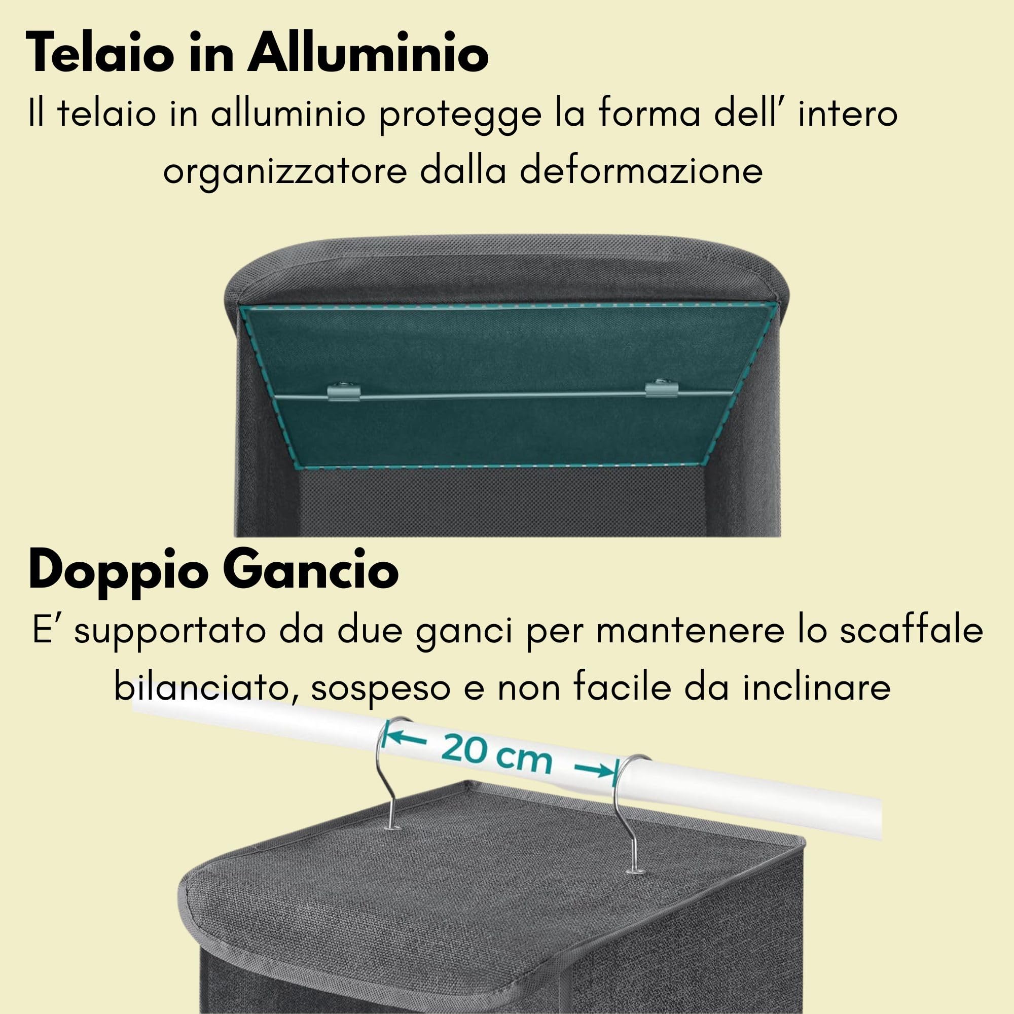 Cecaro Group Organizer Sospeso Grigio 4 Ripiani 30x30x84 cm