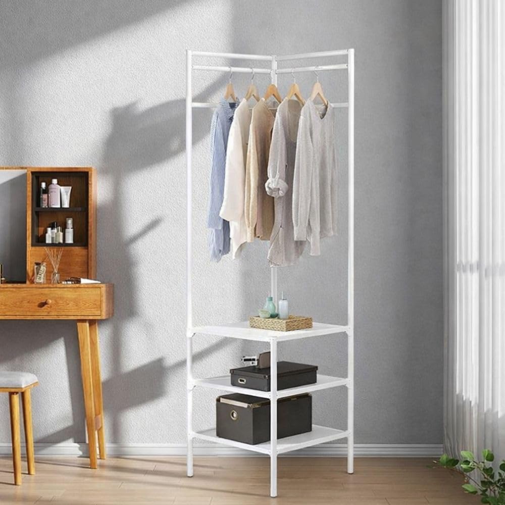 Cecaro Group Angolare appendiabiti 180x45x45 cm bianco 3 ripiani