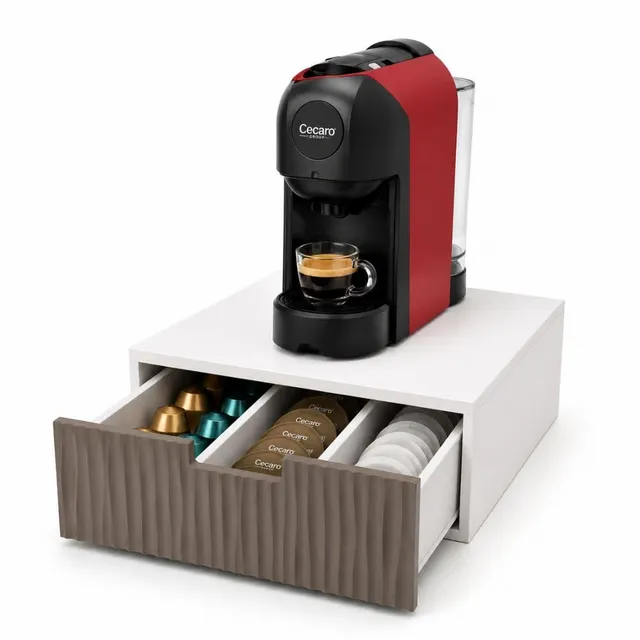 Cecaro Group Porta Capsule Bamboo 3 Scomparti Cassetto Tortora