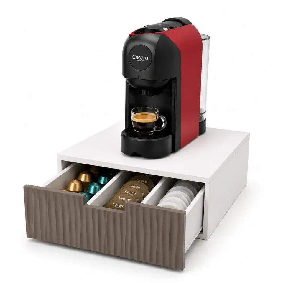 Cecaro Group Porta Capsule Bamboo 3 Scomparti Cassetto Tortora