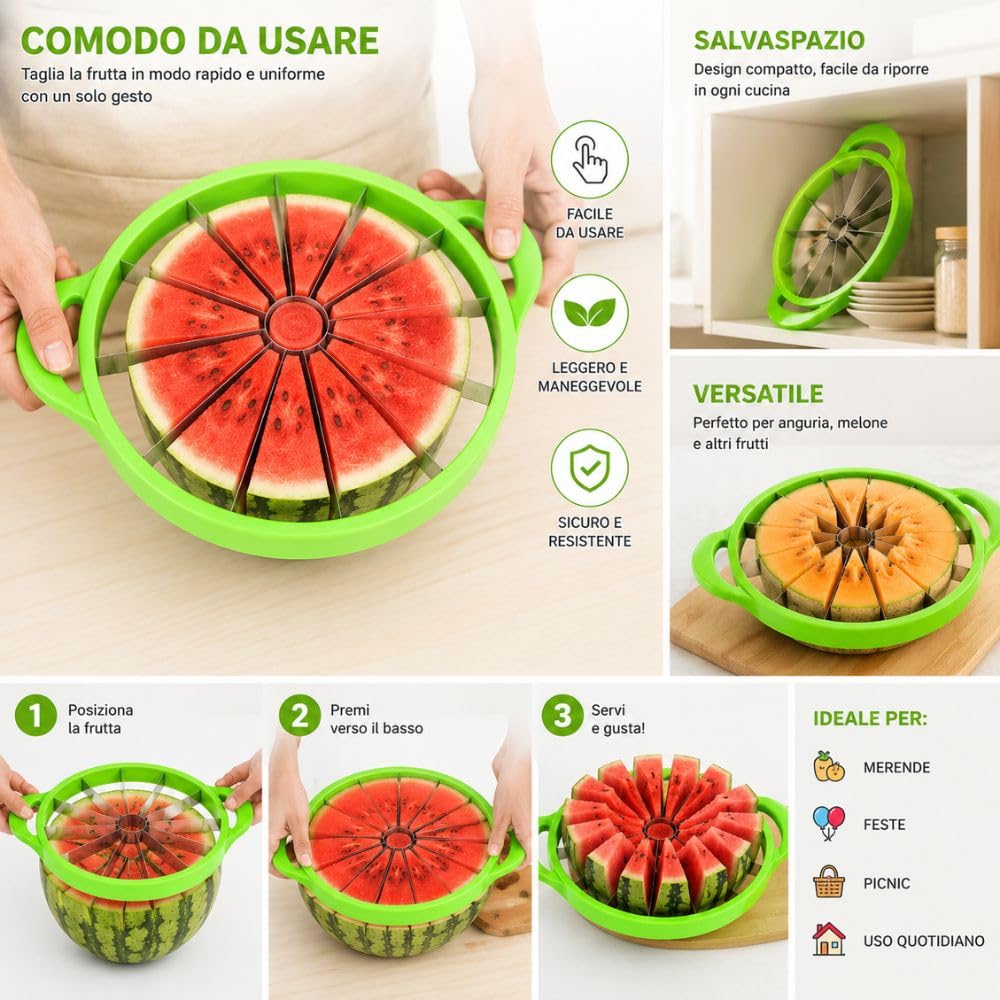 Cecaro Group taglia anguria e melone 12 fette acciaio inox