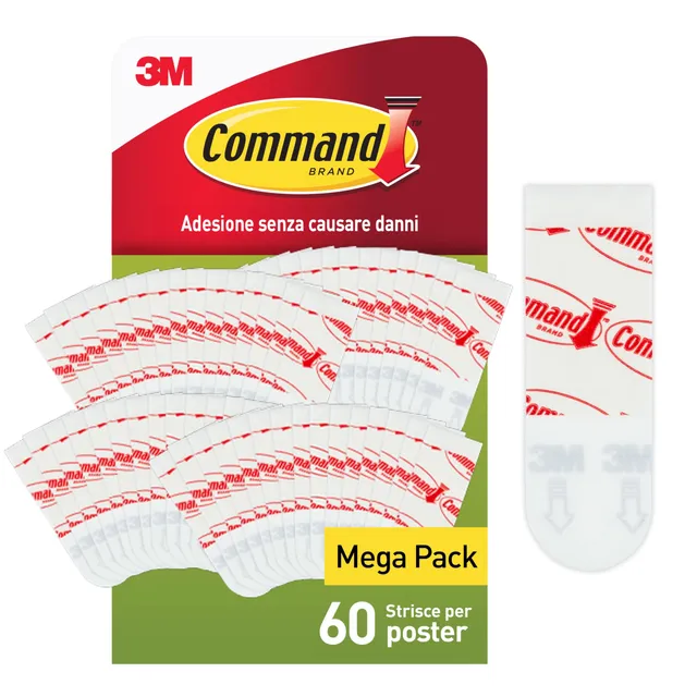 Command Strisce Poster Bianche 60 Pezzi senza forare