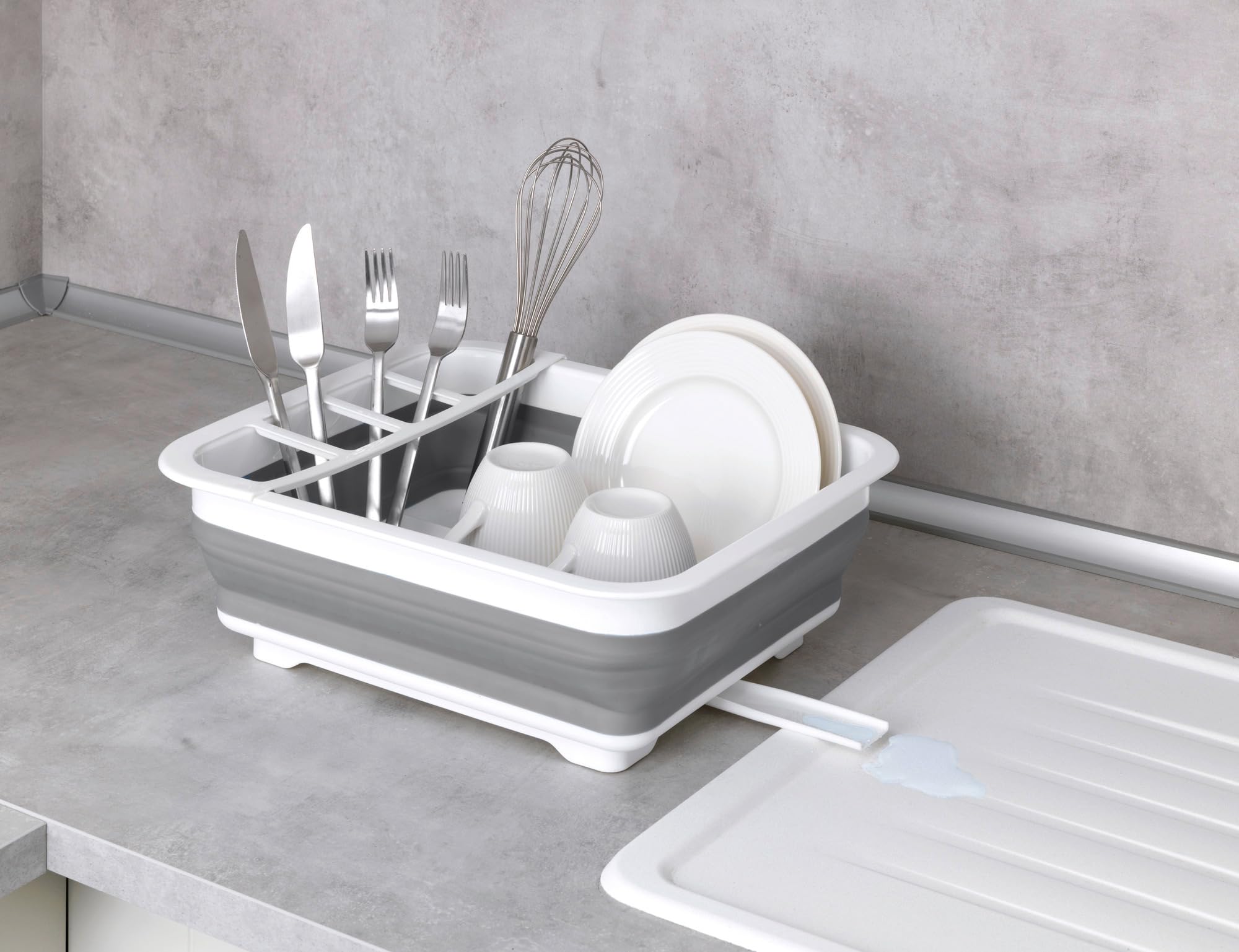 Wenko scolapiatti pieghevole bianco/grigio 36,5 cm salvaspazio