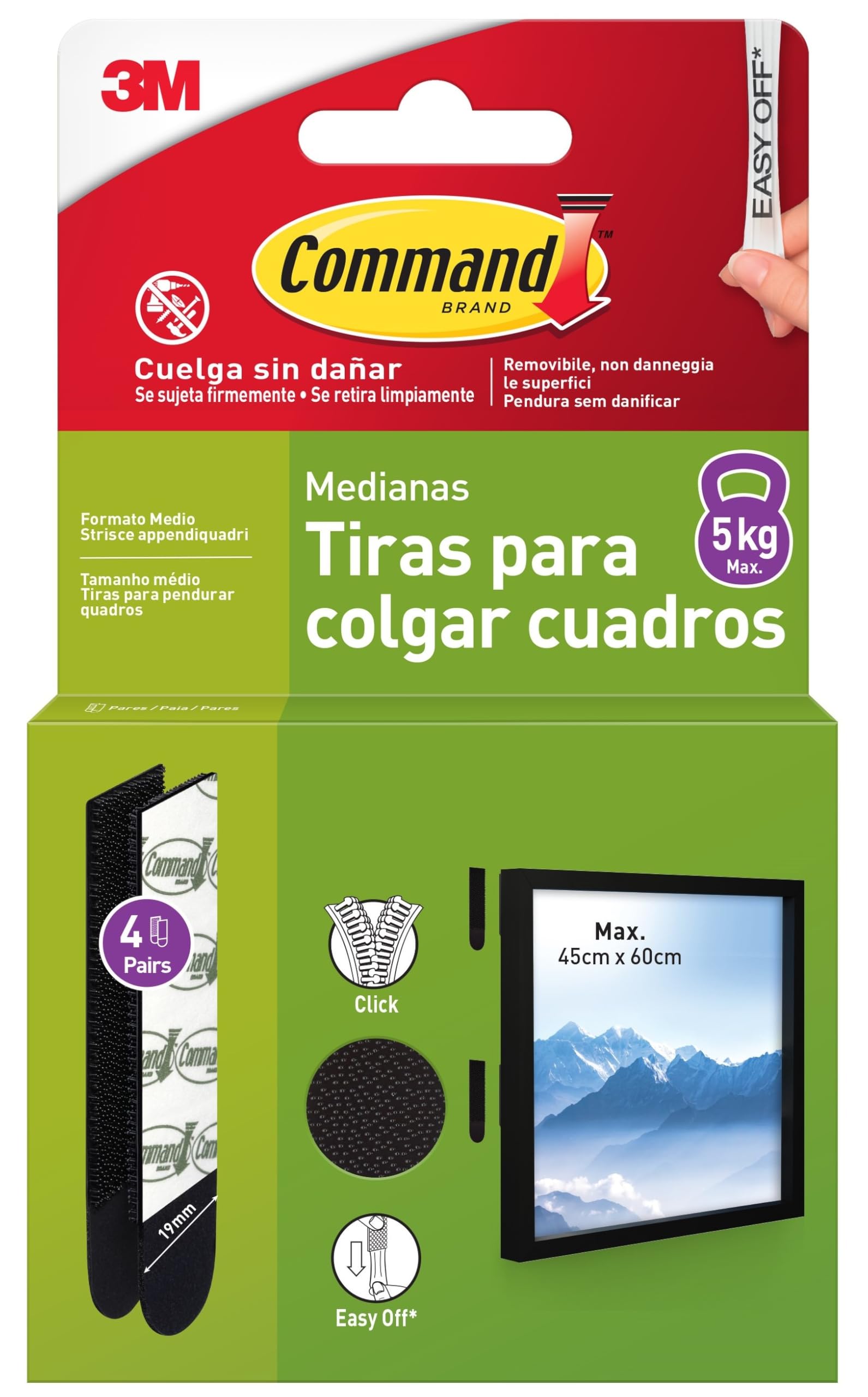 Command Appendiquadri strisce medie nere 4 paia fino 5 kg