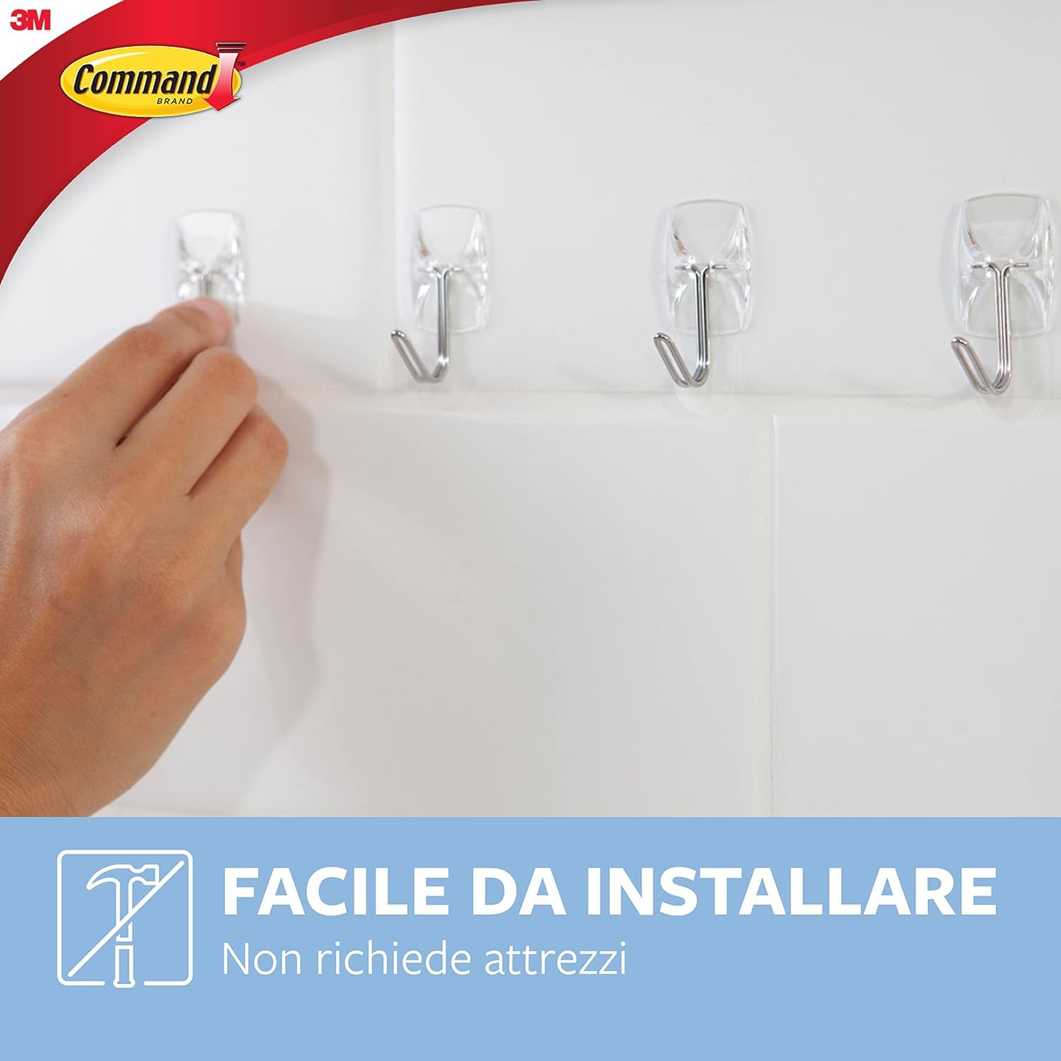 Command Ganci Metallici Medi ganci adesivi 10 pz trasparenti 900 g