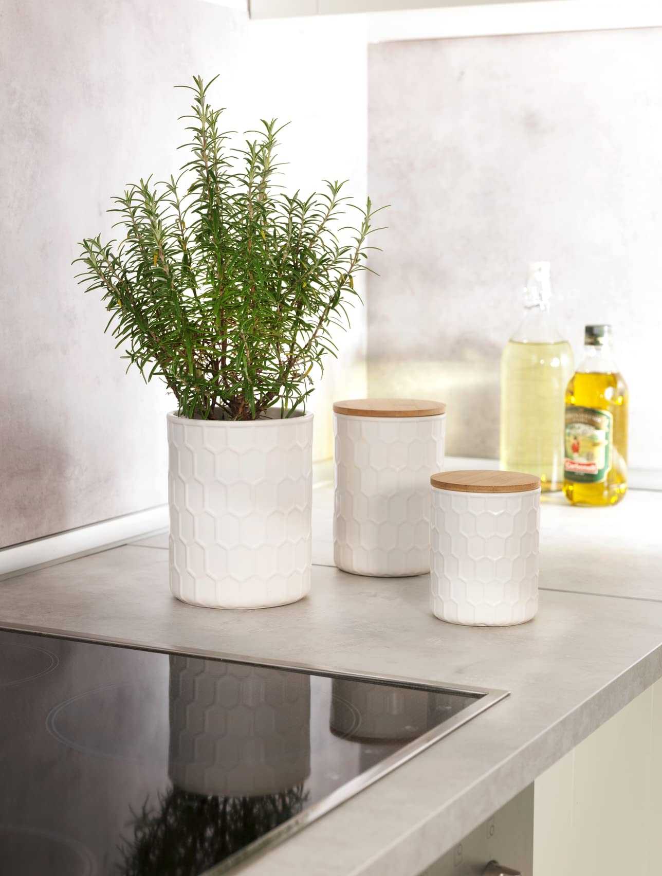 Wenko Maya Barattolo Ceramica 0,4 L Bianco Bambù