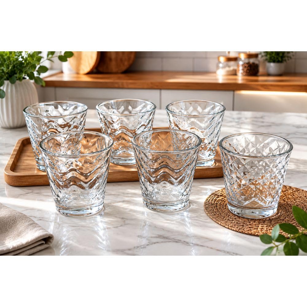 Cecaro Group Set 6 Bicchieri Vetro 282 ml Trama Onda