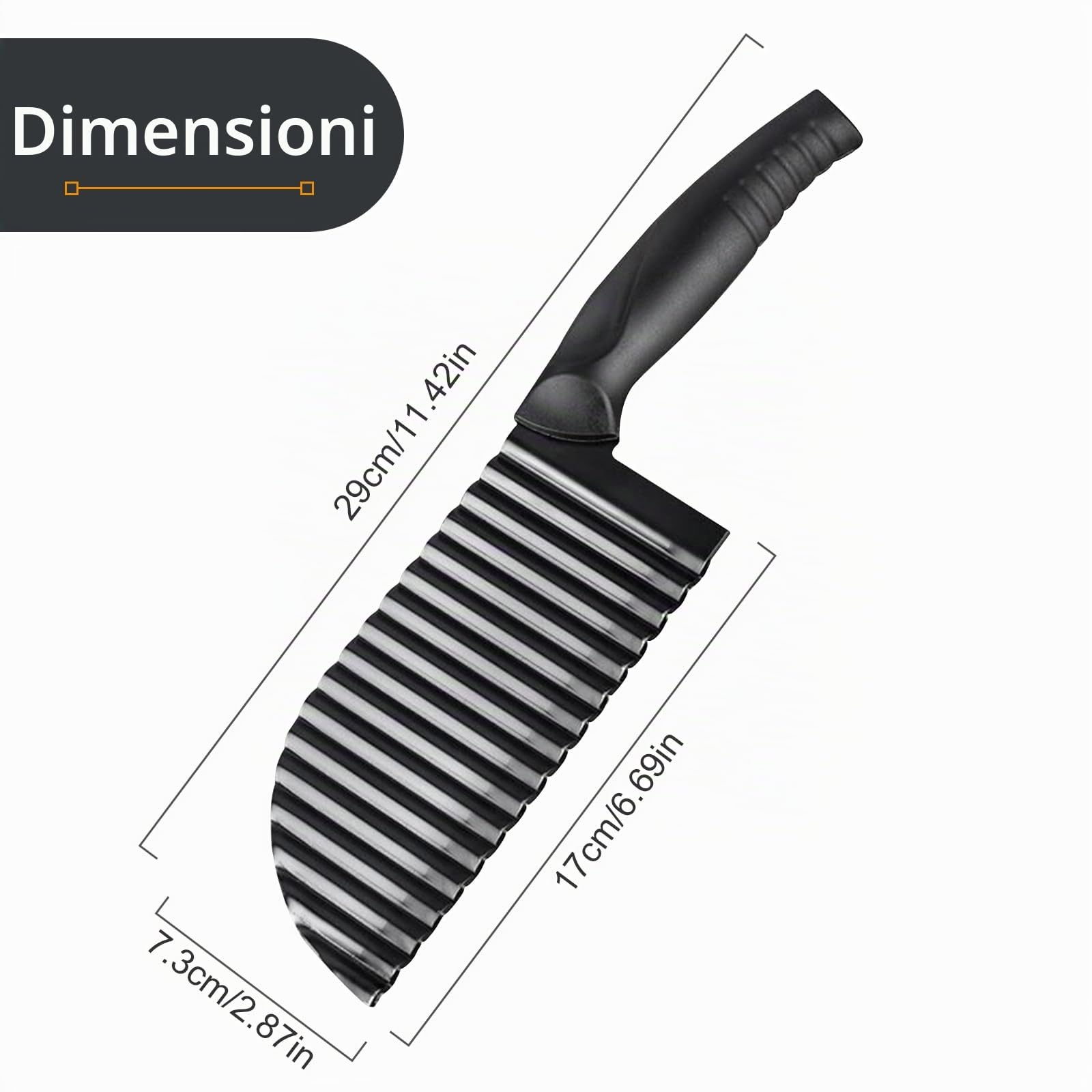 Quelcc Taglio Ondulata coltello ondulato nero 17 cm