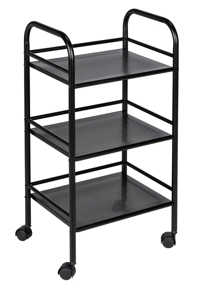 Wenko Carrello Bagno 3 Ripiani Nero Acciaio 41x75 cm