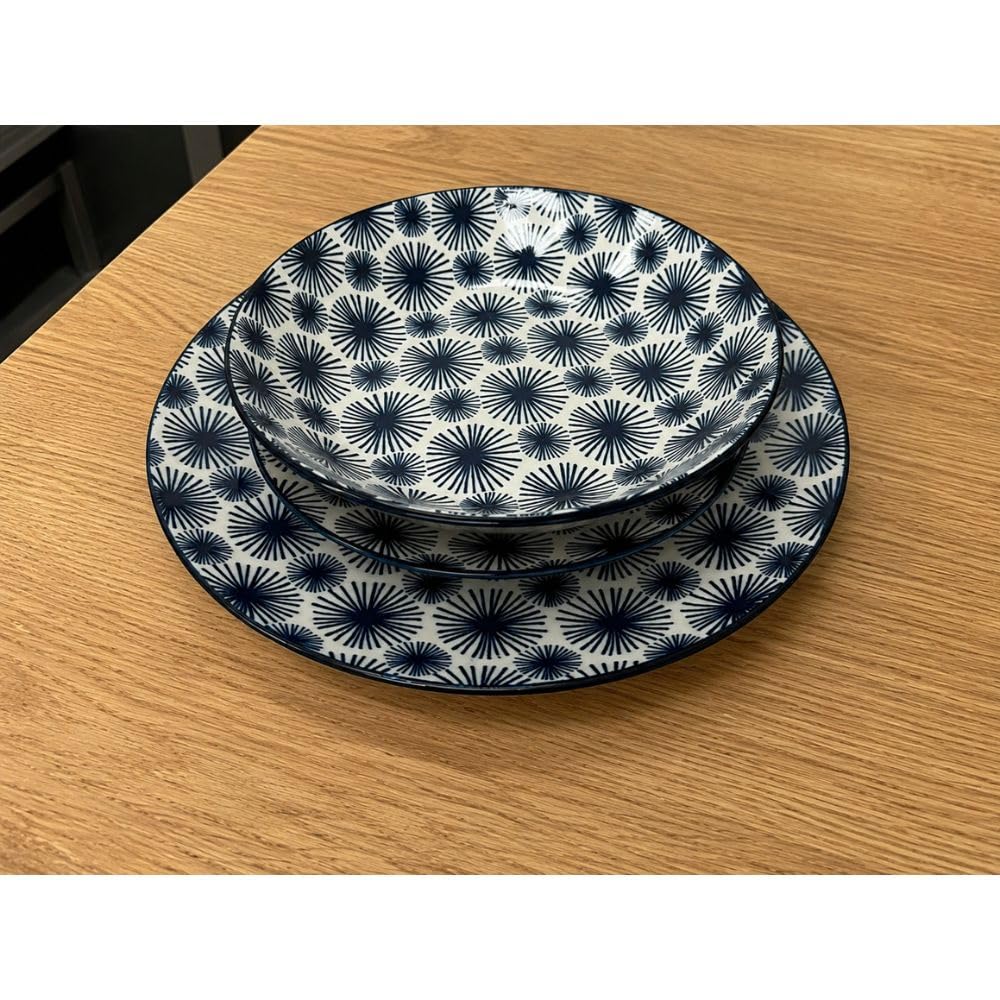 Cecaro Group Servizio Piatti 18 Pezzi Ceramica Blu 6 Persone