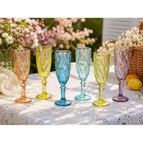 Cecaro set 6 flute vetro colorato 170 ml diamante