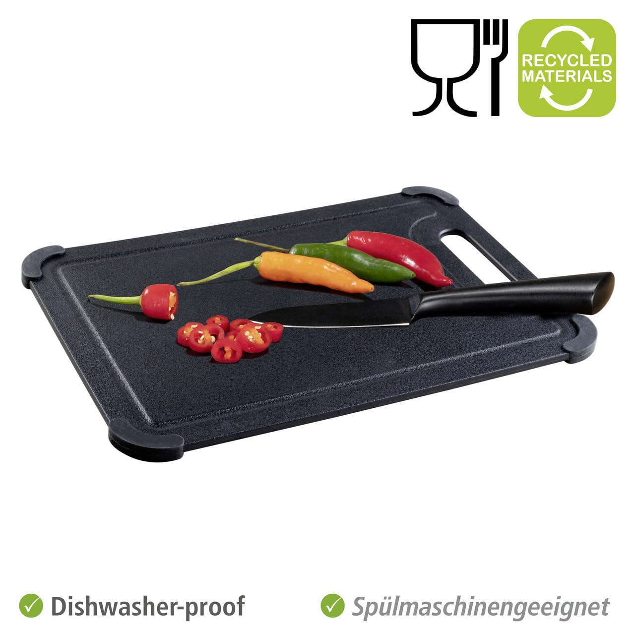 Wenko Black Outdoor Kitchen Peet tagliere nero antiscivolo
