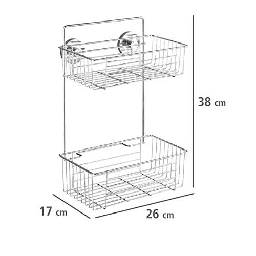 Wenko Vacuum-Loc Bari mensola 2 piani cromo