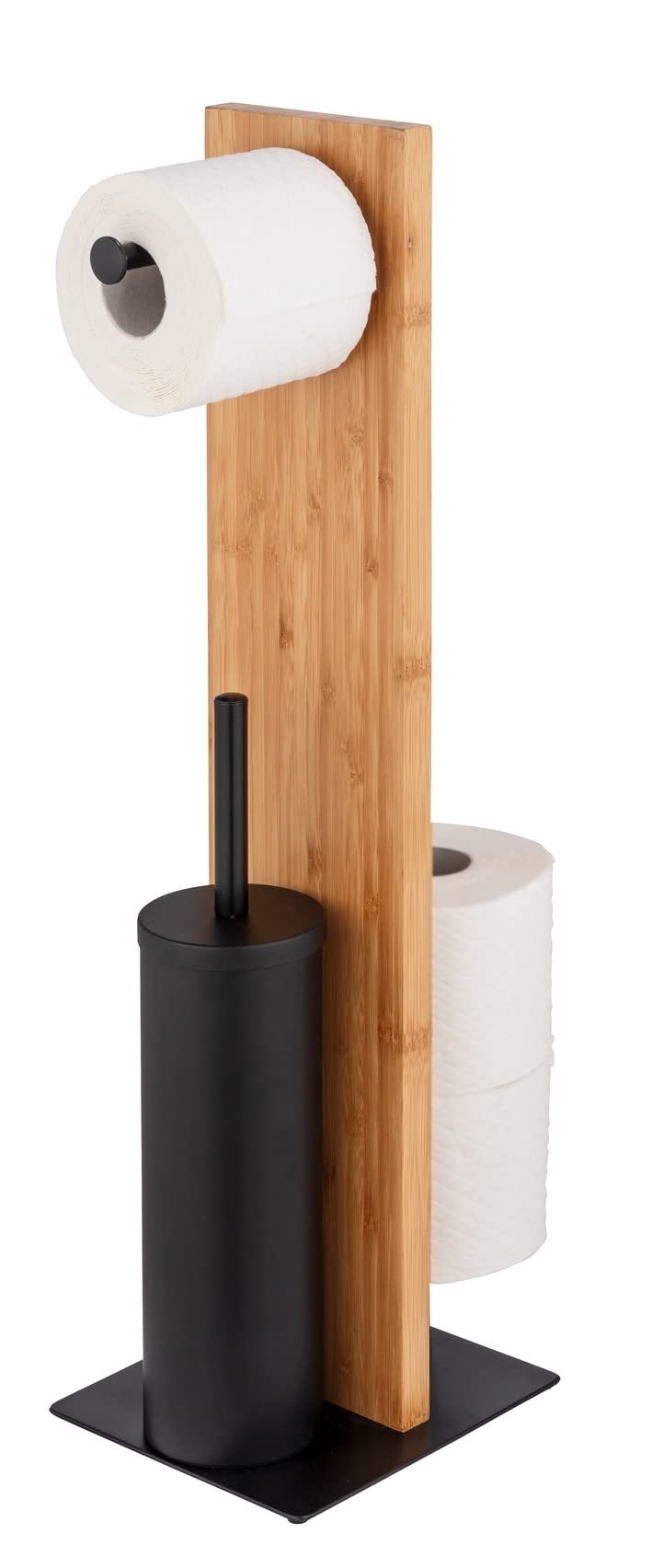 Wenko Lesina set bagno porta carta e scopino bambù nero