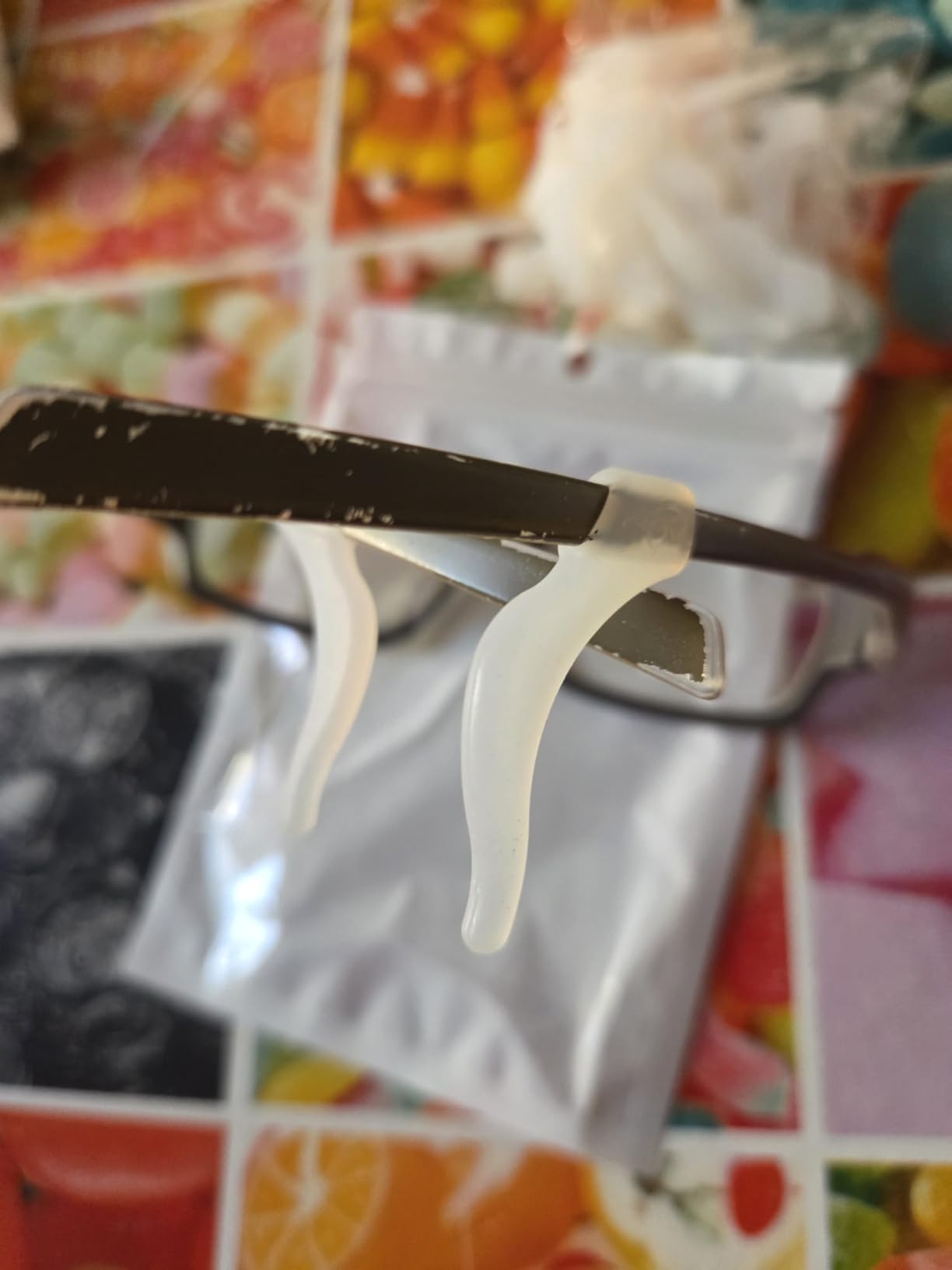 Quelcc ferma occhiali silicone 16 paia nero bianco antiscivolo