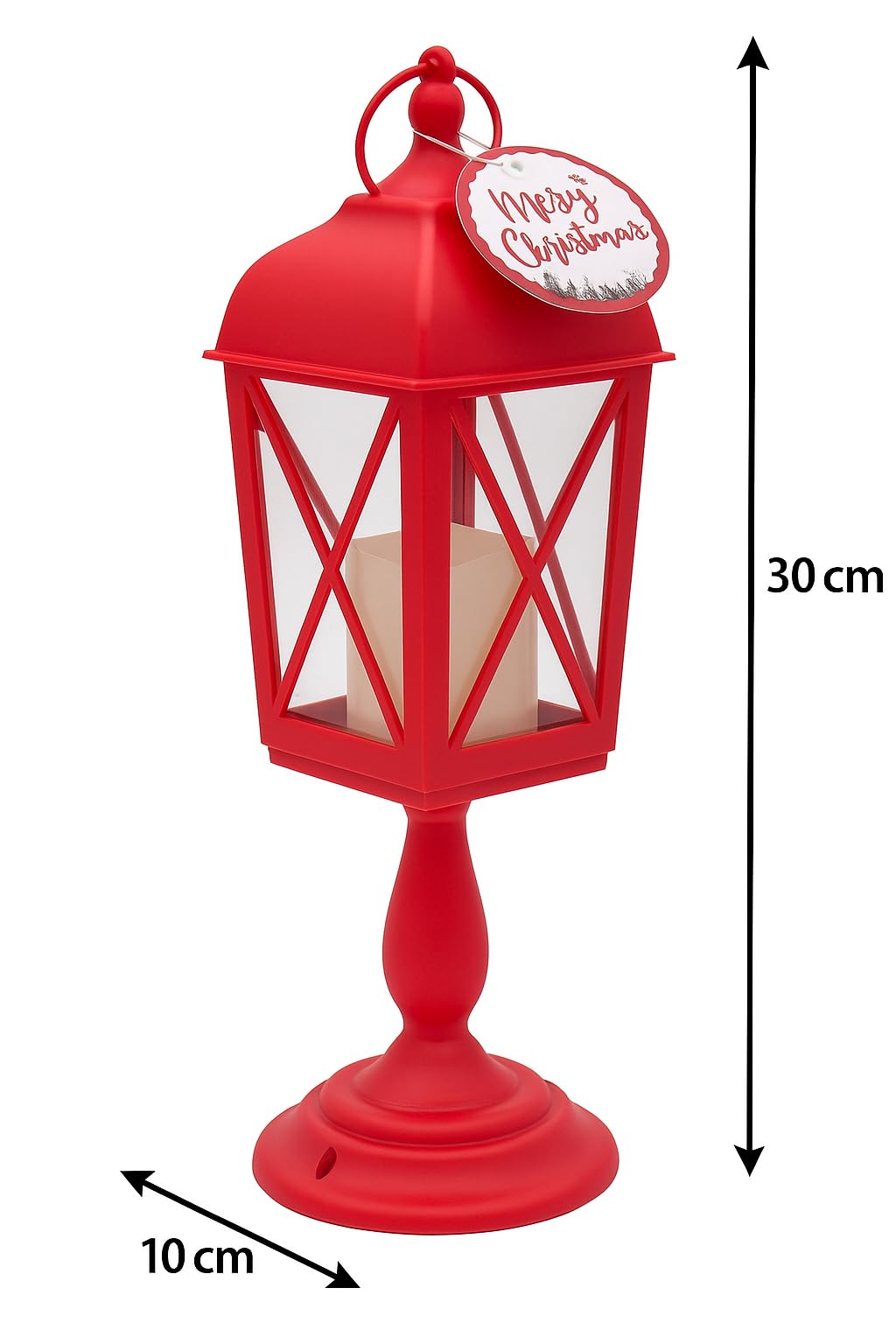 Cecaro Group Lanterna Natalizia Rossa 30 cm a Batteria