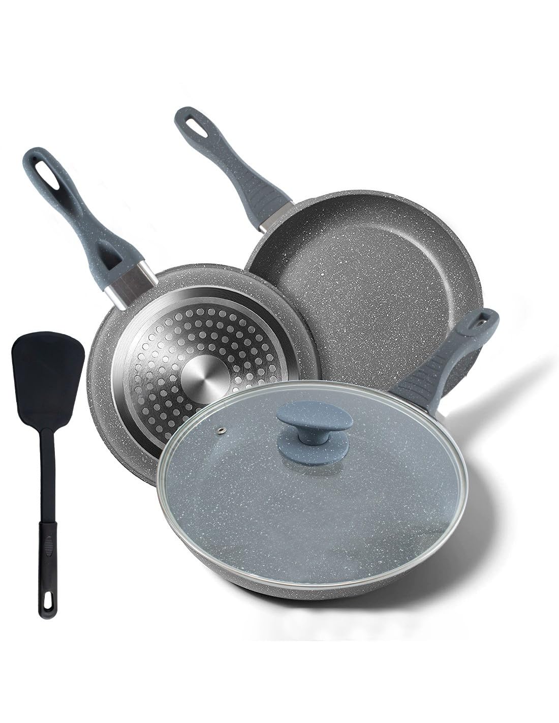 Cecaro Group Set 3 Padelle 20/24/28 cm Antiaderenti con Coperchi
