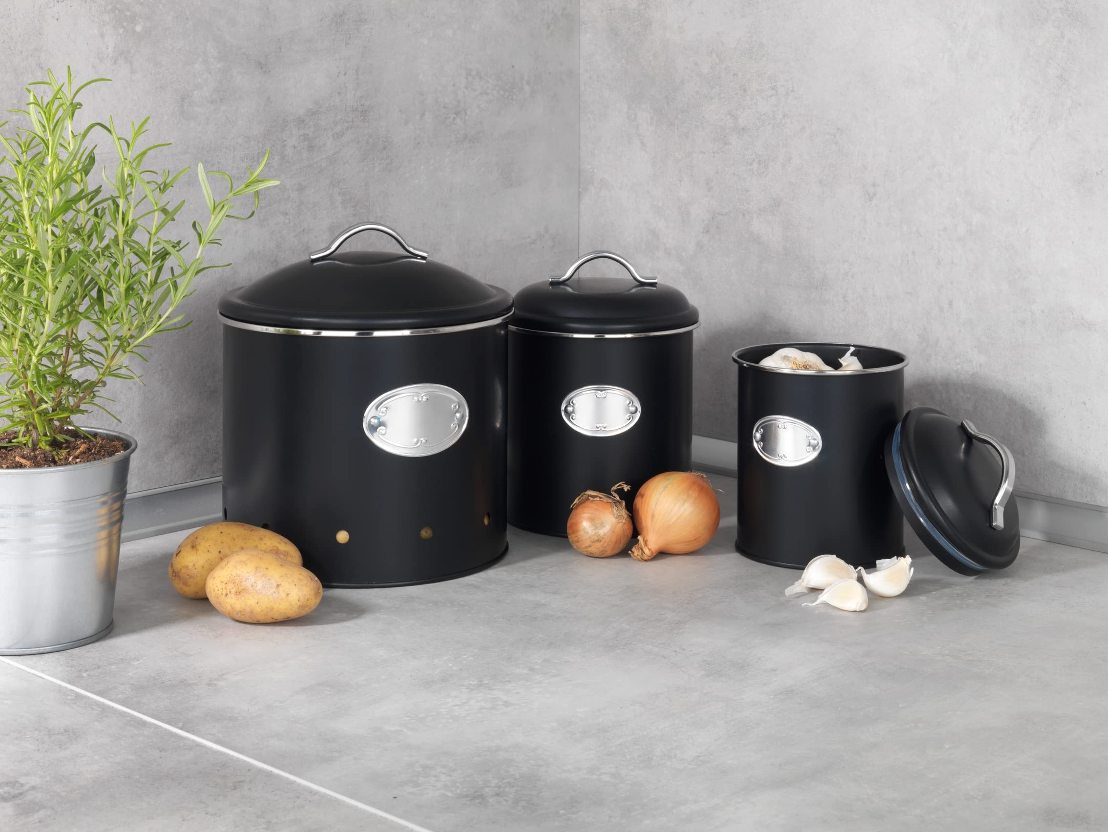 Wenko Barattolo Ermetico Nero 1,6 L Metallo