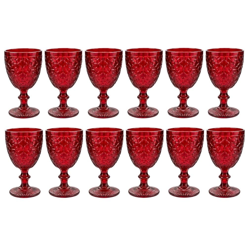 Cecaro Group Mosaico Calici Rossi Vetro 350 ml Set 12 Pezzi