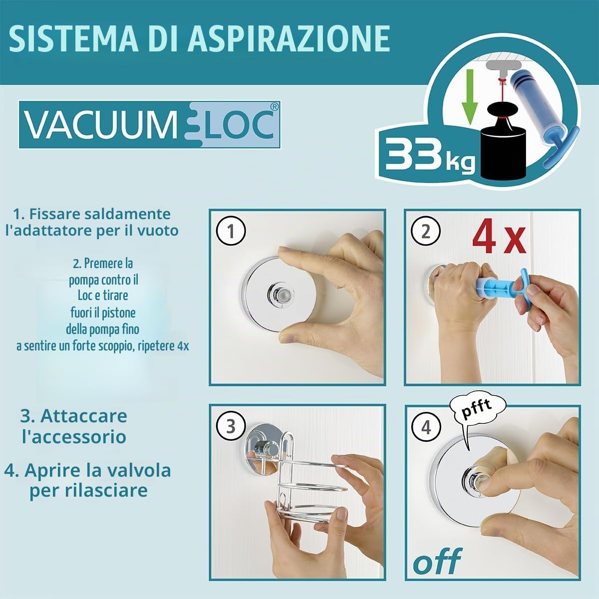 WENKO Vacuum-Loc Quadro gancio parete 2 pezzi senza forare