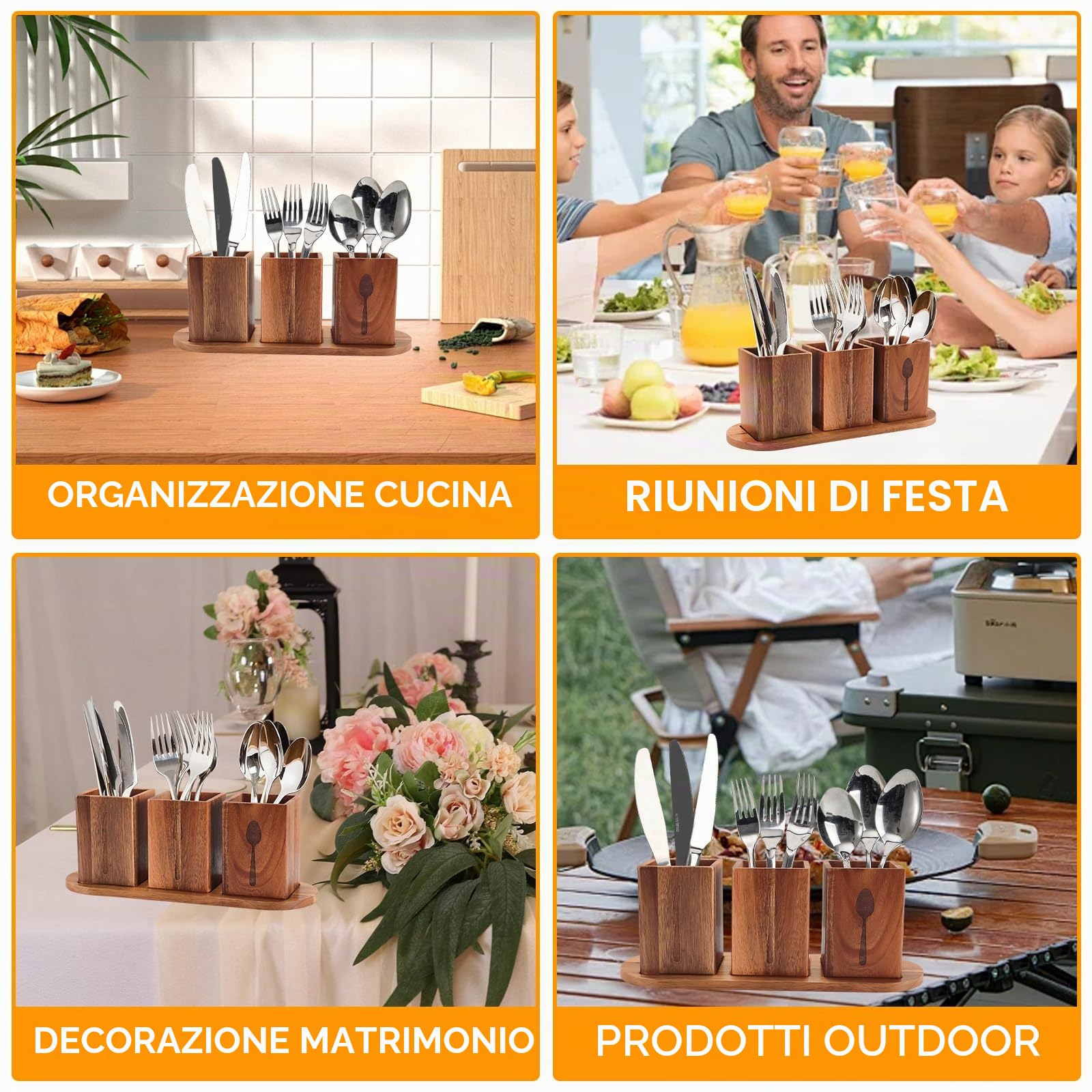 Gachiwar Scolaposate Legno Acacia 33x11,5 cm Set 3 Pezzi