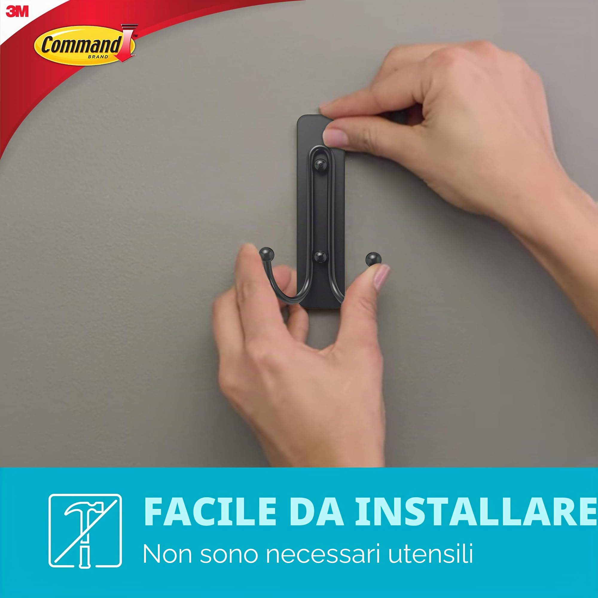 Command Gancio Doppio Grande gancio bagno nero 1,8 kg